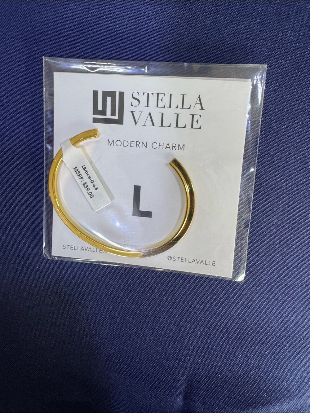 Stella Valle “L” Gold Open Cuff Bracelet - Modern Charm